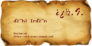Öhl Irén névjegykártya
